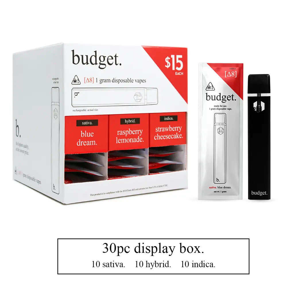 30pc Variety Pack of 1 Gram Delta-8 THC Vape Pens - Budget Brand