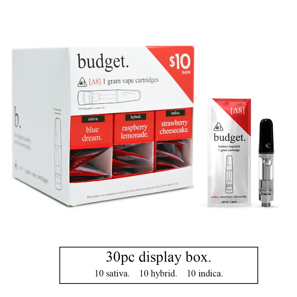 30pc Variety Pack of 1 Gram Delta-8 THC Vape Cartridges - Budget Brand