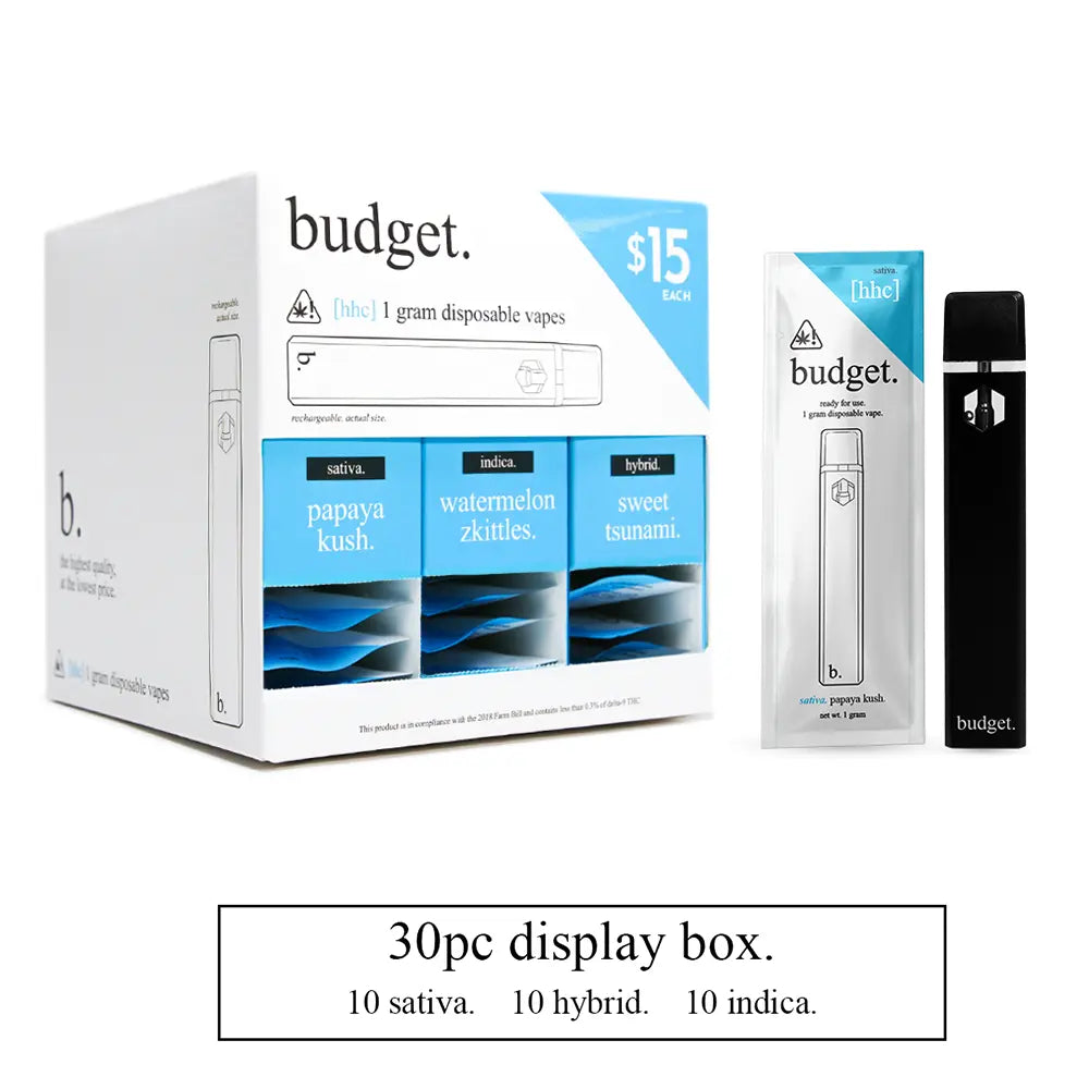 30pc Variety Pack of 1 Gram HHC Vape Pens - Budget Brand