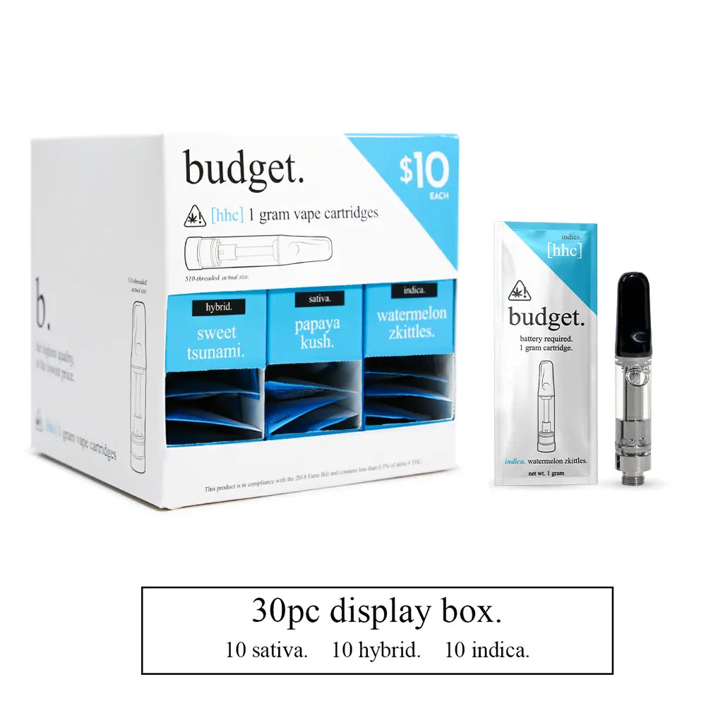30pc Variety Pack of 1 Gram HHC Vape Cartridges - Budget Brand