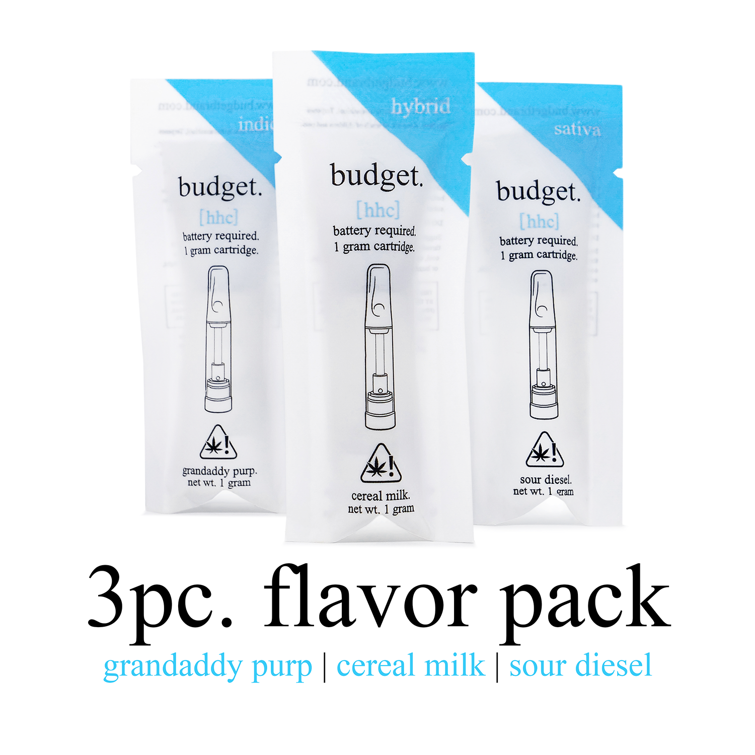 budget – HHC Vape Cartridge 3 Piece Flavor Pack – Shop Image